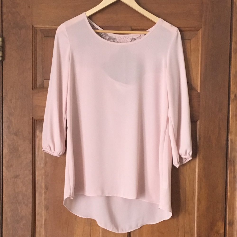 Charming Charlie’s Blush Lace Detail Blouse
